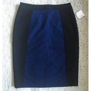 Color Block (Black & Blue) Pencil Skirt sz 4 NWT